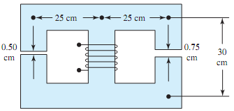 1254_Find the flux density in the air gap of the right leg.png